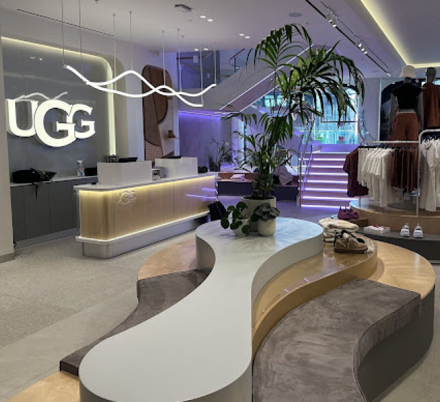 Luxury retail interior delivered by ECSEC Ltd for UGG Knightsbridge flagship store